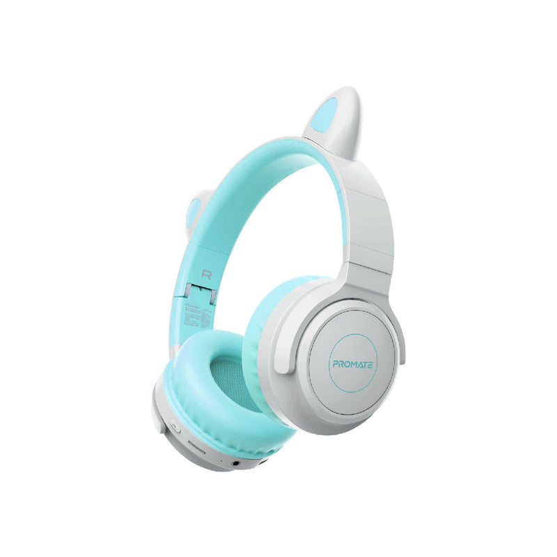 Promate - PandaKidSafe Kawaii Style Wireless Kids Headset,Aqua
