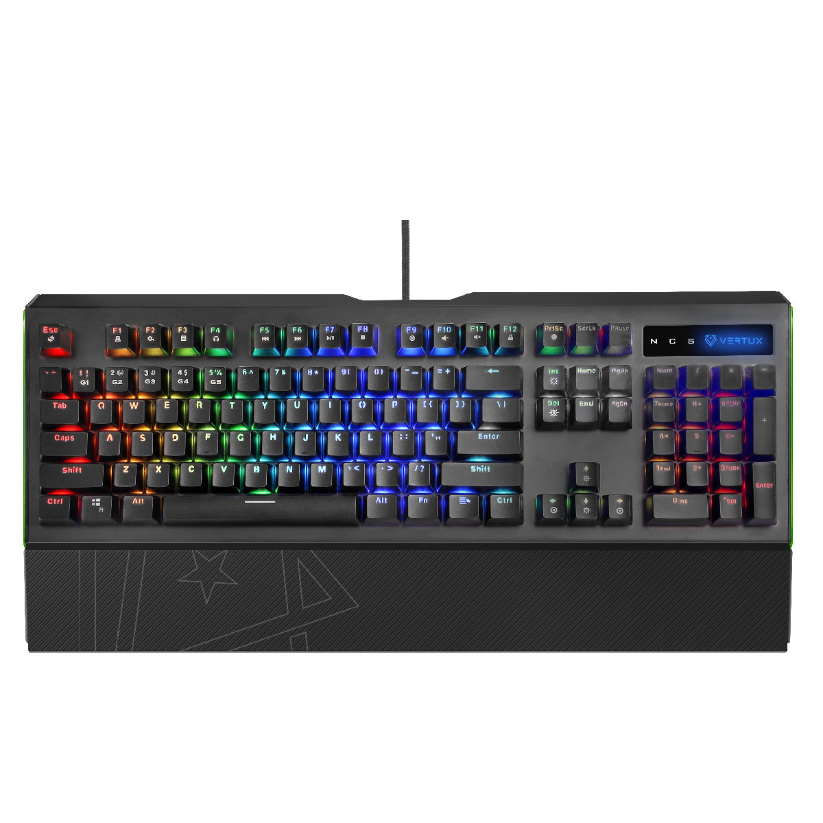 VERTUX-Pro Gamer Mechanical Gaming Keyboard , 16.8Million RGB LED Backlight Options ,BLACK