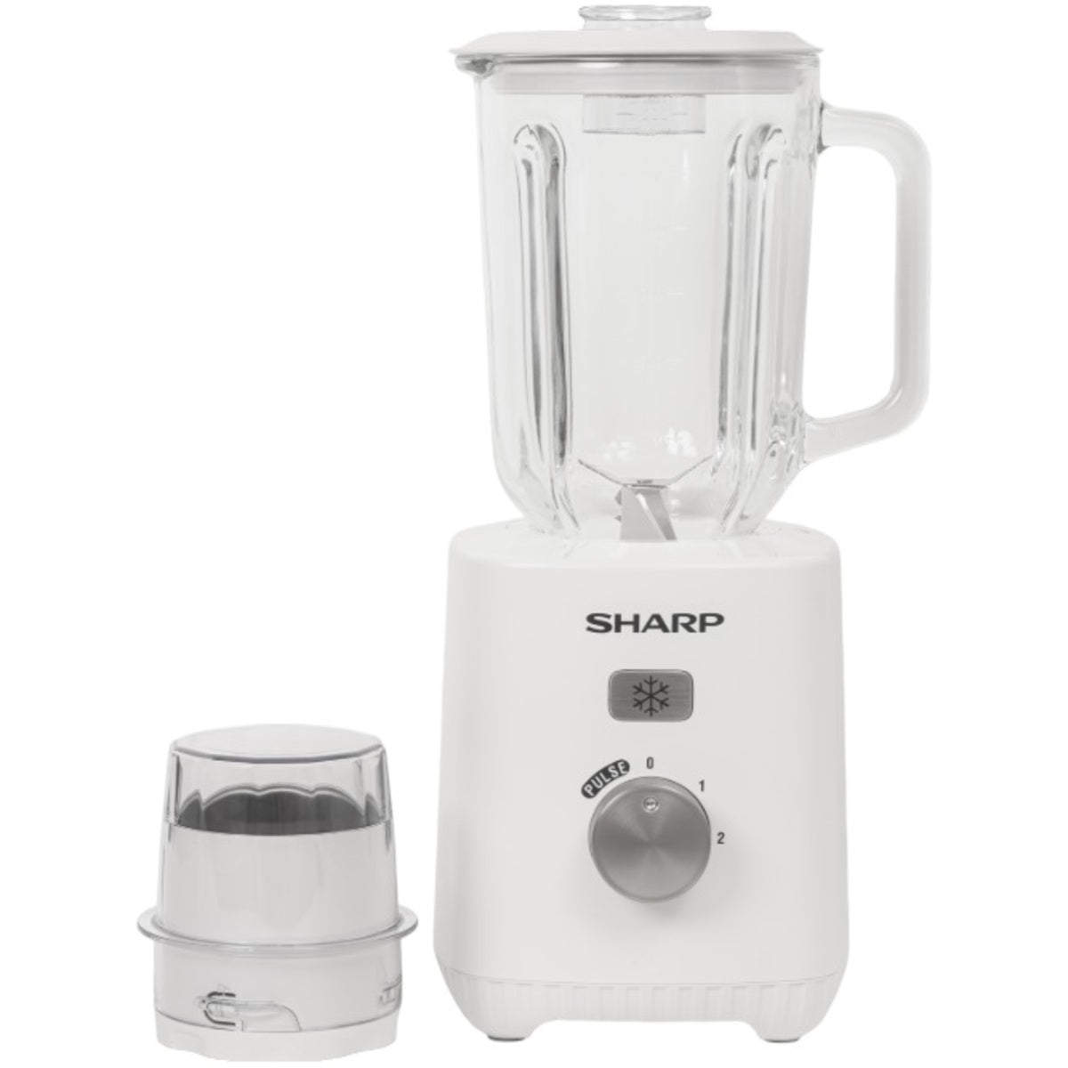 خلاط زجاجي شارب بسعة 1 لتر، 600 واط، مزود برأس طحن 1 مليمتر، لون أبيض