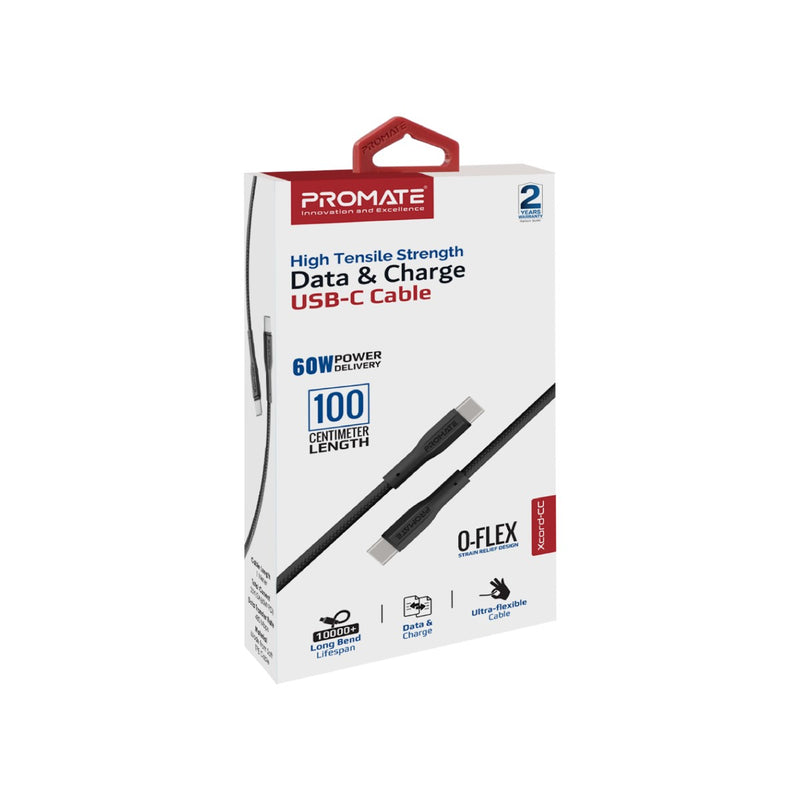 Promate - xCord-CC,High Tensile Strength Data & Charge USB-C Cable,BLACK