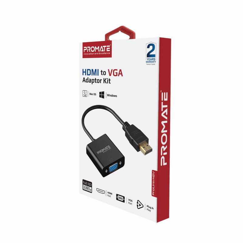 Promate HDMI to VGA Adaptor Kit,Black