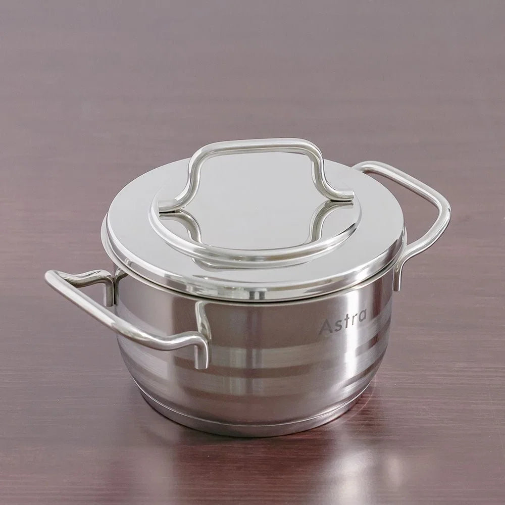 ASTRA 9 Piece 18/10 Stainless Steel Cookware Set (24, 24, 20, 16 cm Casserole and 24 cm Pan) - Turkey
