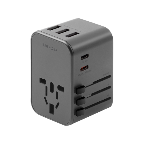 محول السفر ENERGEA TRAVELWORLD ADAPTER 35، 3A2C 35.5W - لون معدني رمادي داكن (GUNMETAL)
