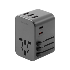 محول السفر ENERGEA TRAVELWORLD ADAPTER 35، 3A2C 35.5W - لون معدني رمادي داكن (GUNMETAL)