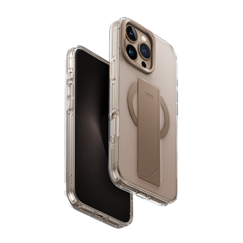 UNIQ HYBRID IPHONE 16 PRO (2024) 6.3 HELDRO MAX MAGCLICK WITH CAMERA STAND - TAUPE GOLD