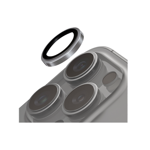 UNIQ OPTIX IPHONE 16 PRO 6.3/PRO 6.9 (2024) STAINLESS STEEL FRAME SAPPHIRE CAMERA LENS PROTECTOR - CHROME GREY (GREY)