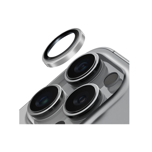 UNIQ OPTIX IPHONE 16 PRO 6.3/PRO 6.9 (2024) STAINLESS STEEL FRAME SAPPHIRE CAMERA LENS PROTECTOR - SONIC SILVER (SONIC SILVER) EOL