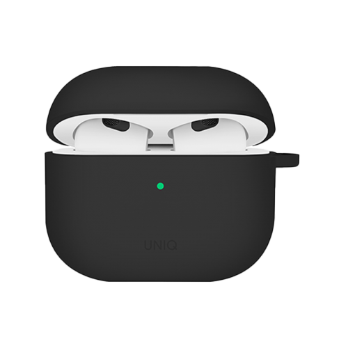 UNIQ NEXO ACTIVE HYBRID SILICONE AIRPODS 4TH GEN (2024) CASE WITH SPORTS EAR HOOKS - BLACK (BLACK)