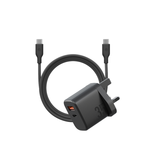 BAZIC GOPORT VELOX BUNDLE, 1C1A CHARGER 35W(UK) WITH WEAVE CABLE - TRUFFLE