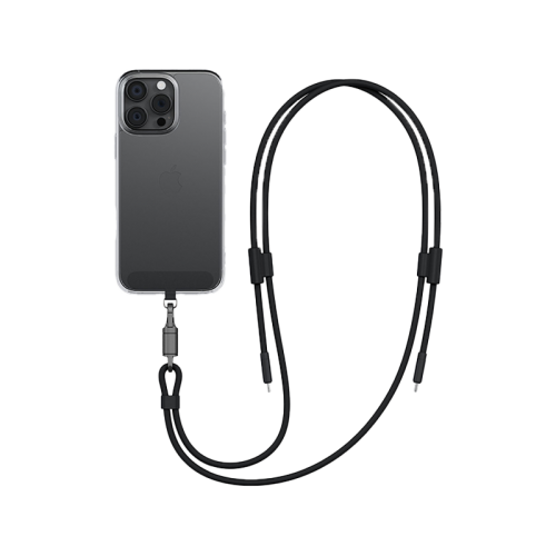 ENERGEA LASSO LANYARD C-C CABLE 480MBPS, 240W WITH LANYARD CARD 1.5M -BLACK