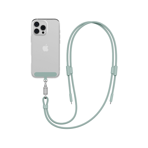ENERGEA LASSO LANYARD C-C CABLE 480MBPS, 240W WITH LANYARD CARD 1.5M -SAGE