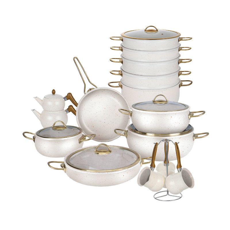 OSFE Granite Cookware Set 23 PCS - White