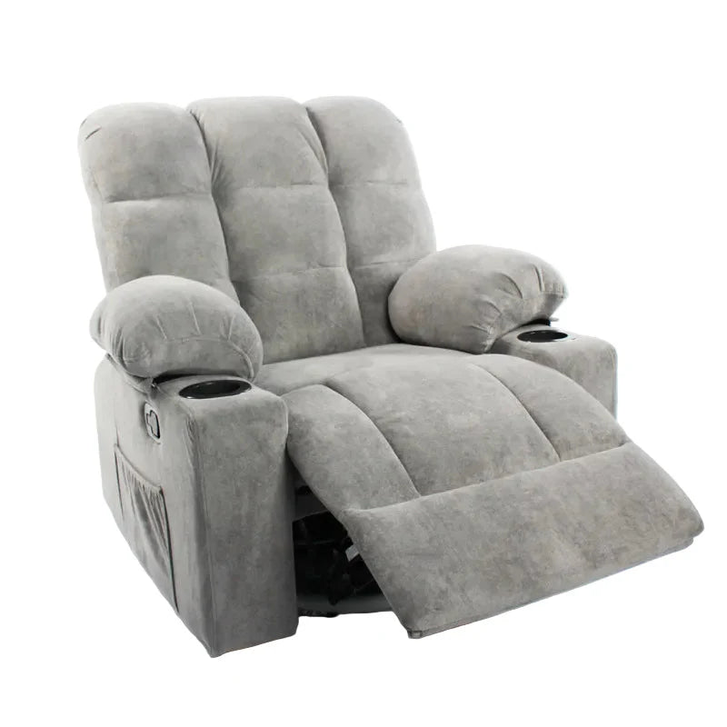 Black Bull Premium Sofa Swivel Rocker Recliner Size (H:110 W: 86 cm)- Fabric Light Grey