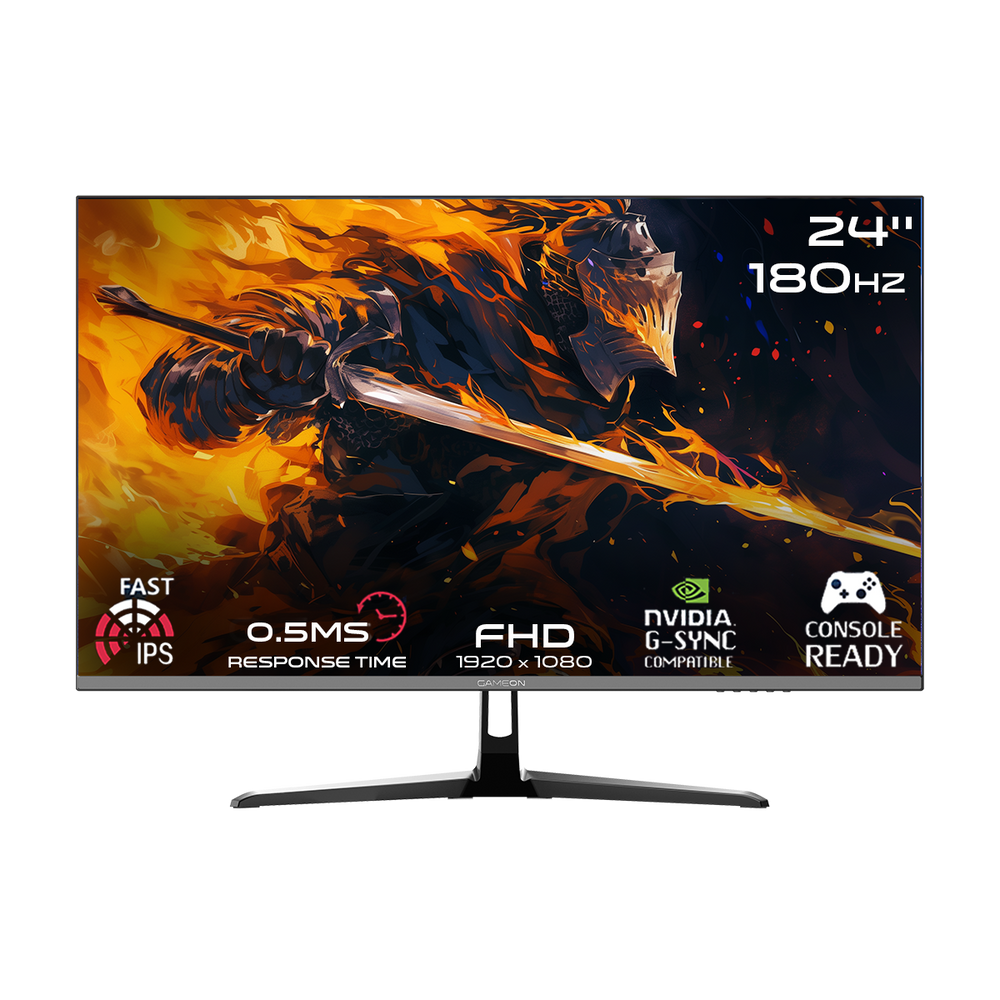GAMEON 24" FHD, 180Hz, 0.5ms, Fast IPS, HDMI 2.0, Gaming Monitor (Adaptive Sync and G-Sync Compatible)