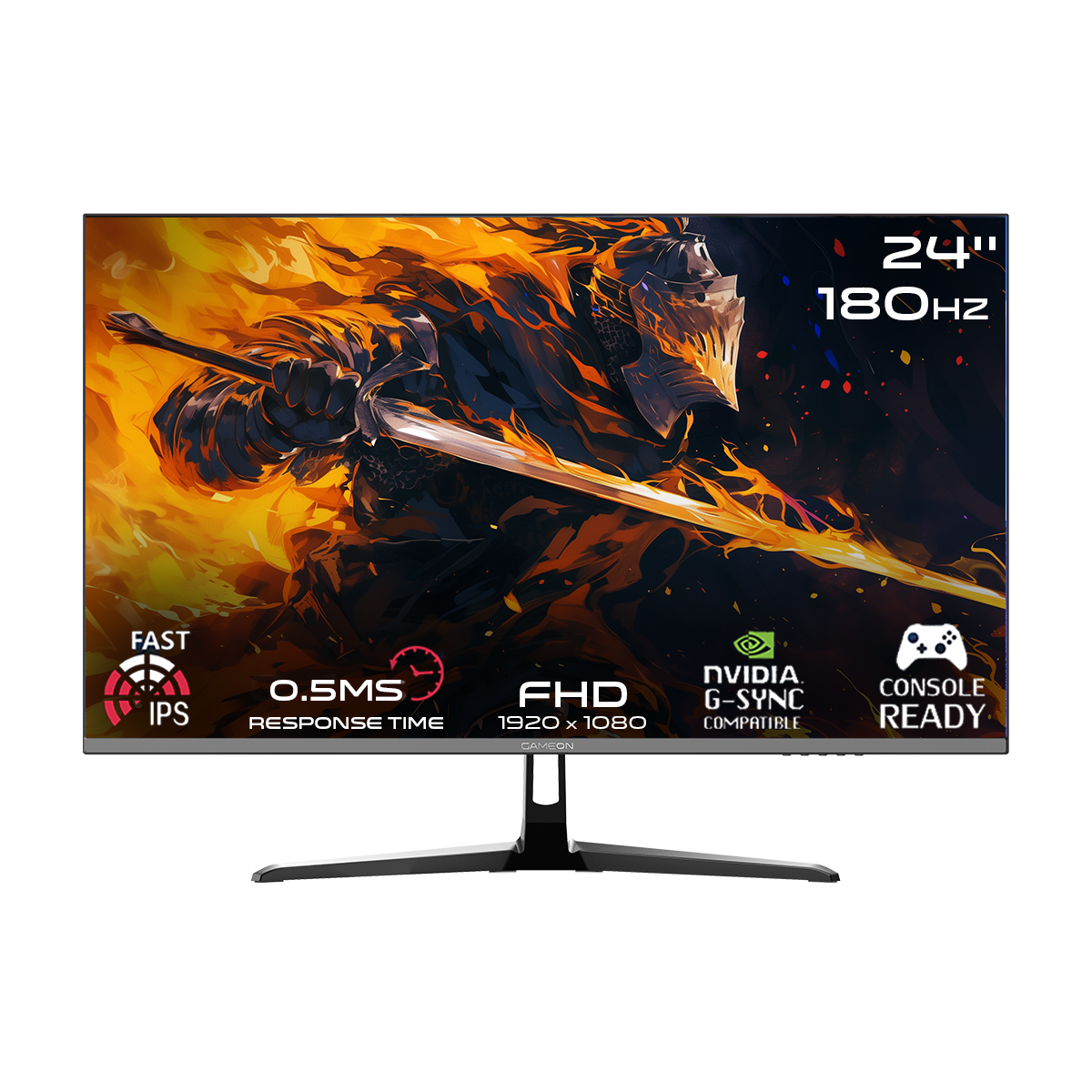 GAMEON 24" FHD, 180Hz, 0.5ms, Fast IPS, HDMI 2.0, Gaming Monitor (Adaptive Sync and G-Sync Compatible)