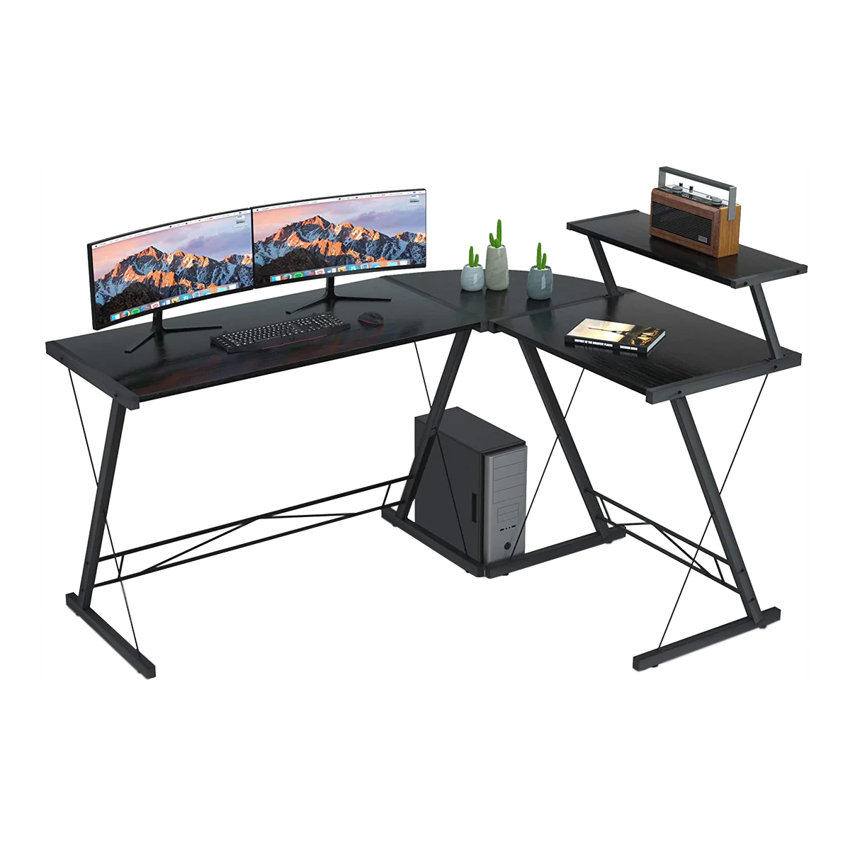 GameOn Slayer II XL 3-in-1 L-Shaped Gaming Desk - Black