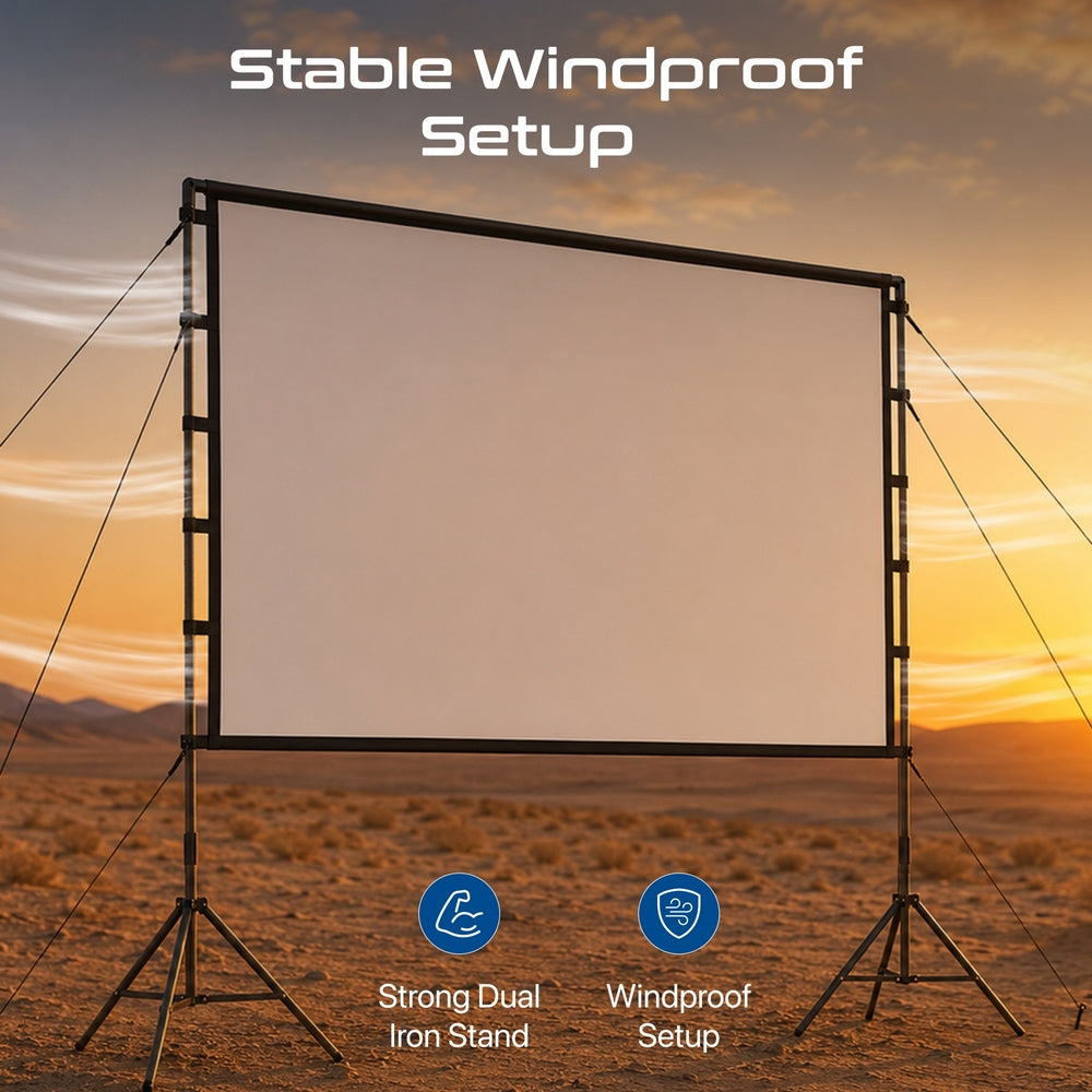PROMATE 120" Compact Portable Projection Screen with Dual Stand ,White