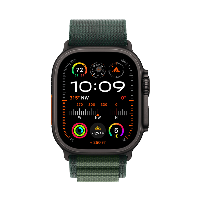 APPLE WATCH ULTRA 2 GPS + CELLULAR 49MM BLACK TITANIUM CASE WITH DARK GREEN ALPINE LOOP - MEDIUM