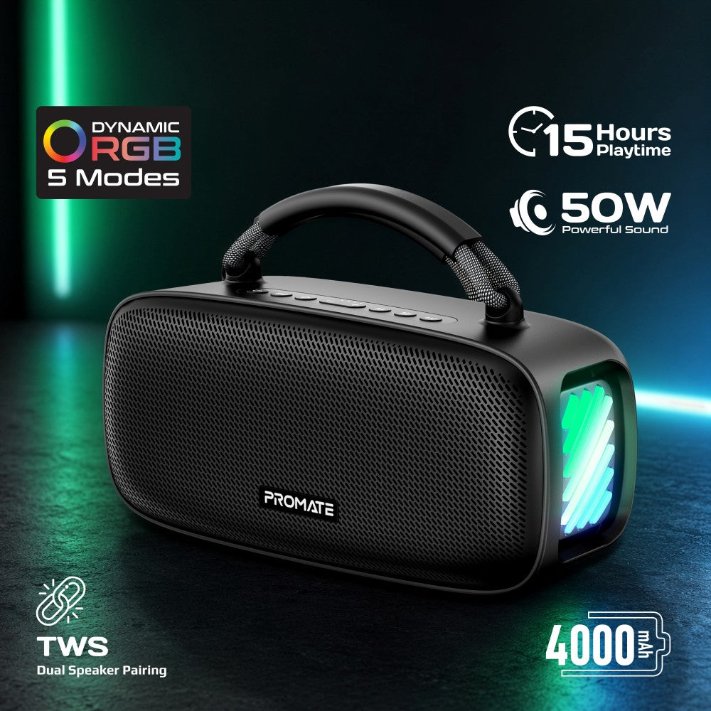 Promate Sonari 50W Bluetooth Speaker with RGB Lights