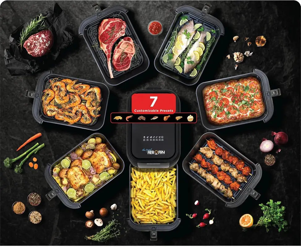 Black & Decker Slim and Sleek AirFryer -  Full Digital  8L 1700W - 7 Preset Functions - Colored menu  - SAF80-B5