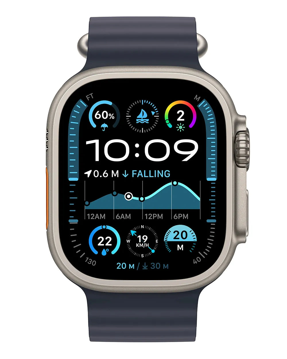 APPLE WATCH ULTRA 2 GPS + CELLULAR 49MM NATURAL TITANIUM CASE WITH NAVY OCEAN BAND