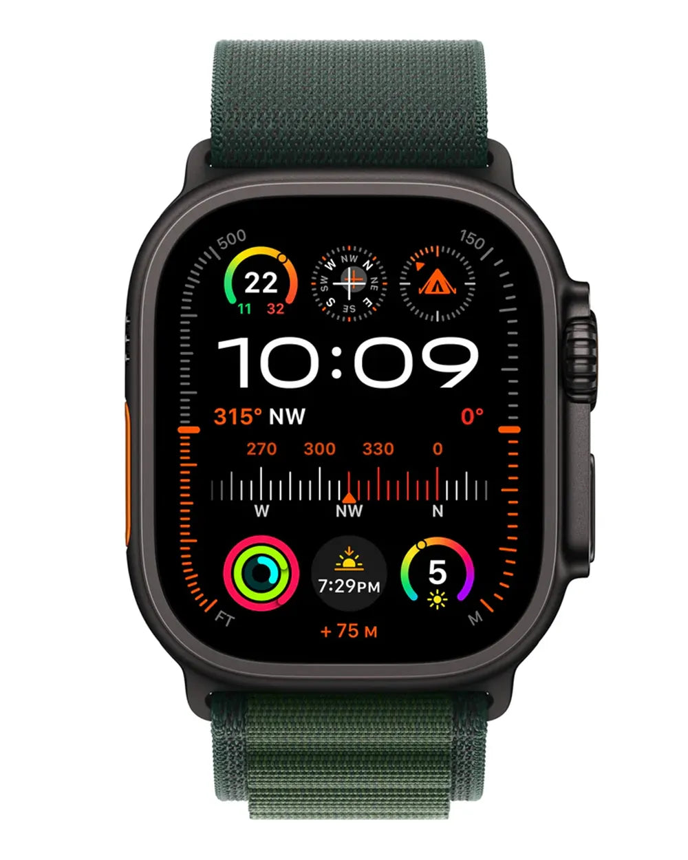 APPLE WATCH ULTRA 2 GPS + CELLULAR 49MM BLACK TITANIUM CASE WITH DARK GREEN ALPINE LOOP - SMALL