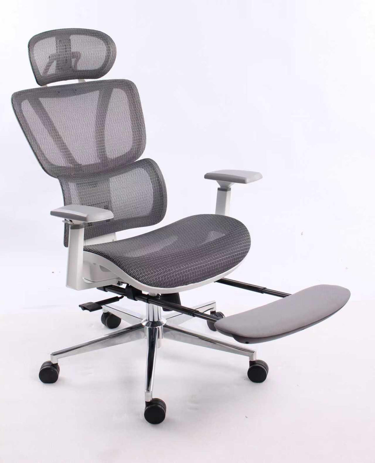 Black Bull Ergonomic Mesh Gaming & Office Chair with Footrest,White / Gray