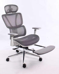 Black Bull Ergonomic Mesh Gaming & Office Chair with Footrest,White / Gray