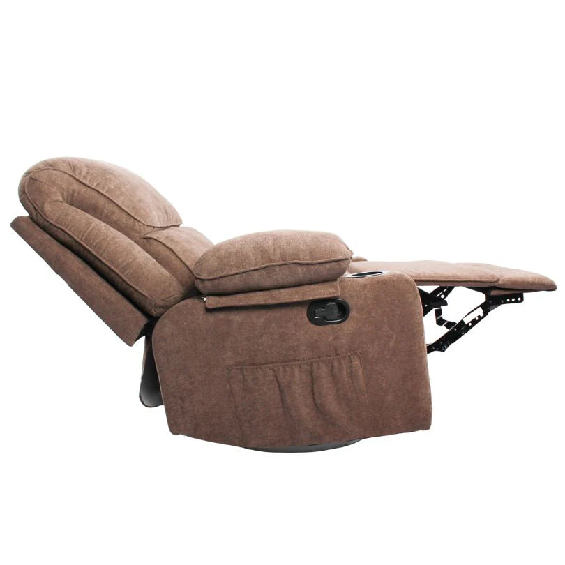 Black Bull Premium Sofa Swivel Rocker Recliner Size (H:110 W: 86 cm) – Fabric Brown