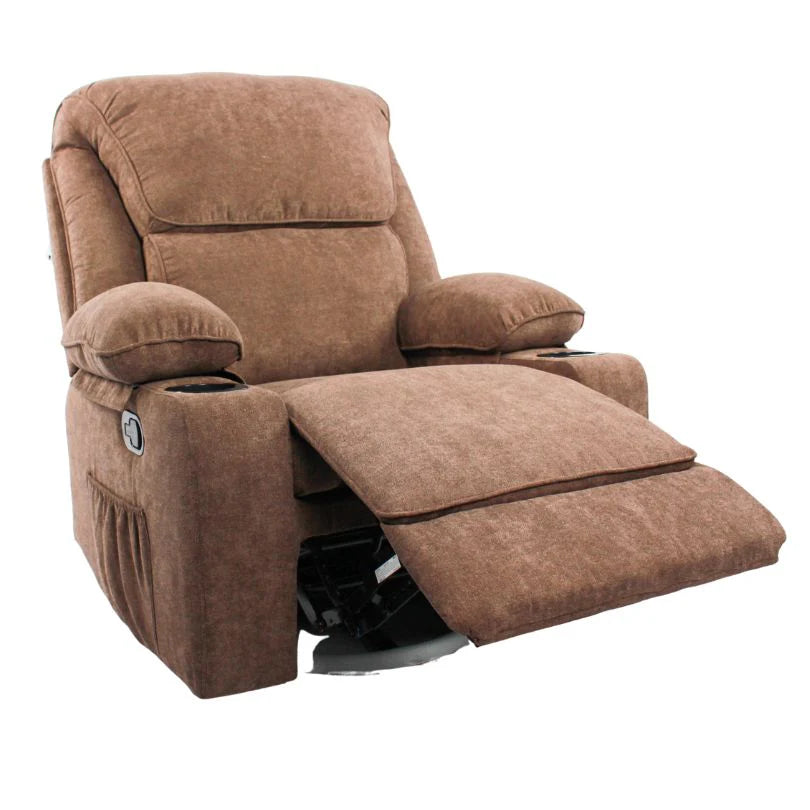 Black Bull Premium Sofa Swivel Rocker Recliner Size (H:110 W: 86 cm) – Fabric Brown