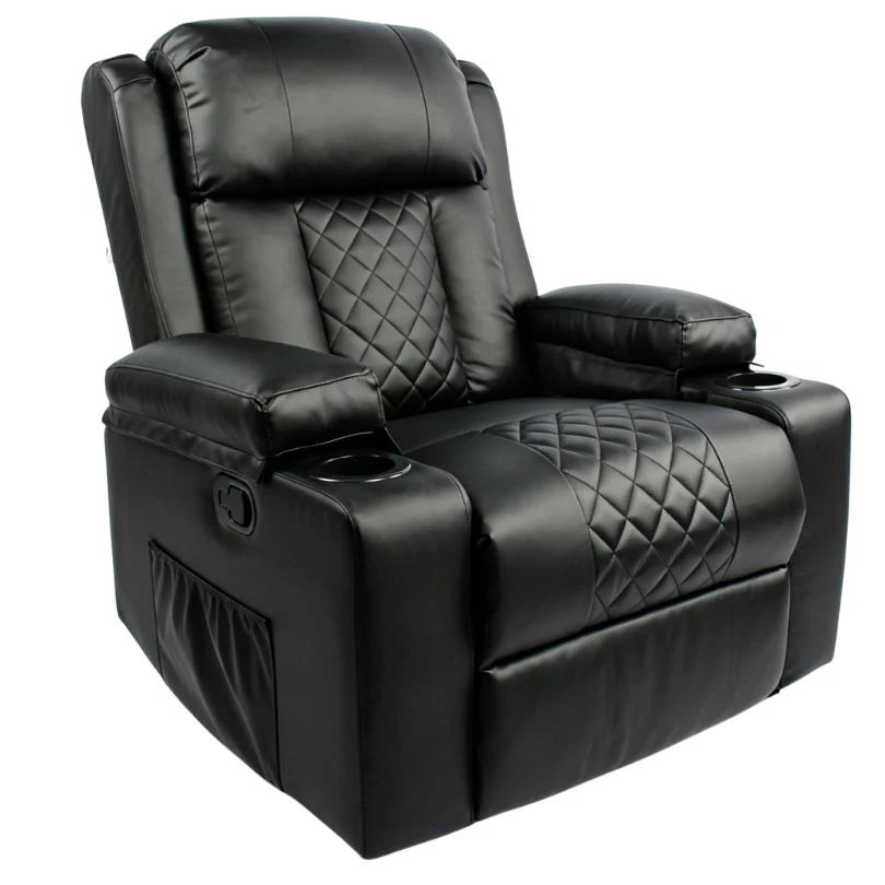 Black Bull Premium Sofa Swivel Rocker Recliner Size (H:107 W: 86 cm) – PU Black