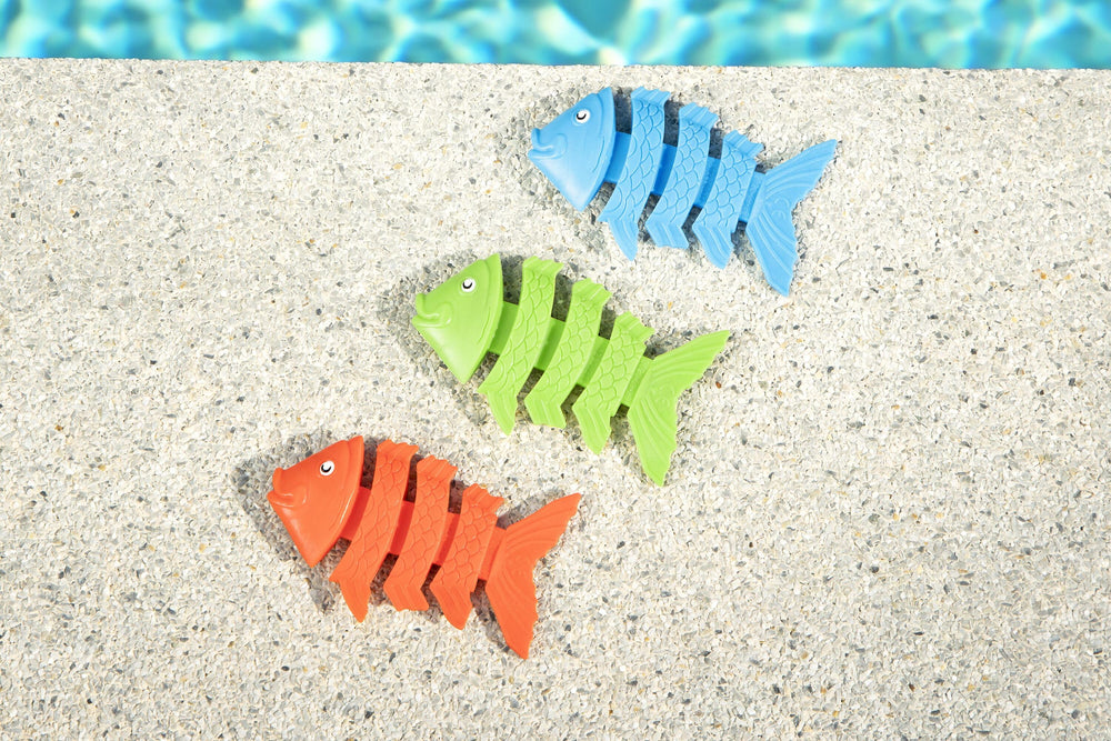 Bestway Squiggle Wiggle Fish Dive Toys (Contents:one set of dive fishes, 3 assorted colors) Age 3+