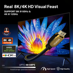 Mowsil HDMI 8K 60Hz 2.1 Cable 3Mtr ,Black