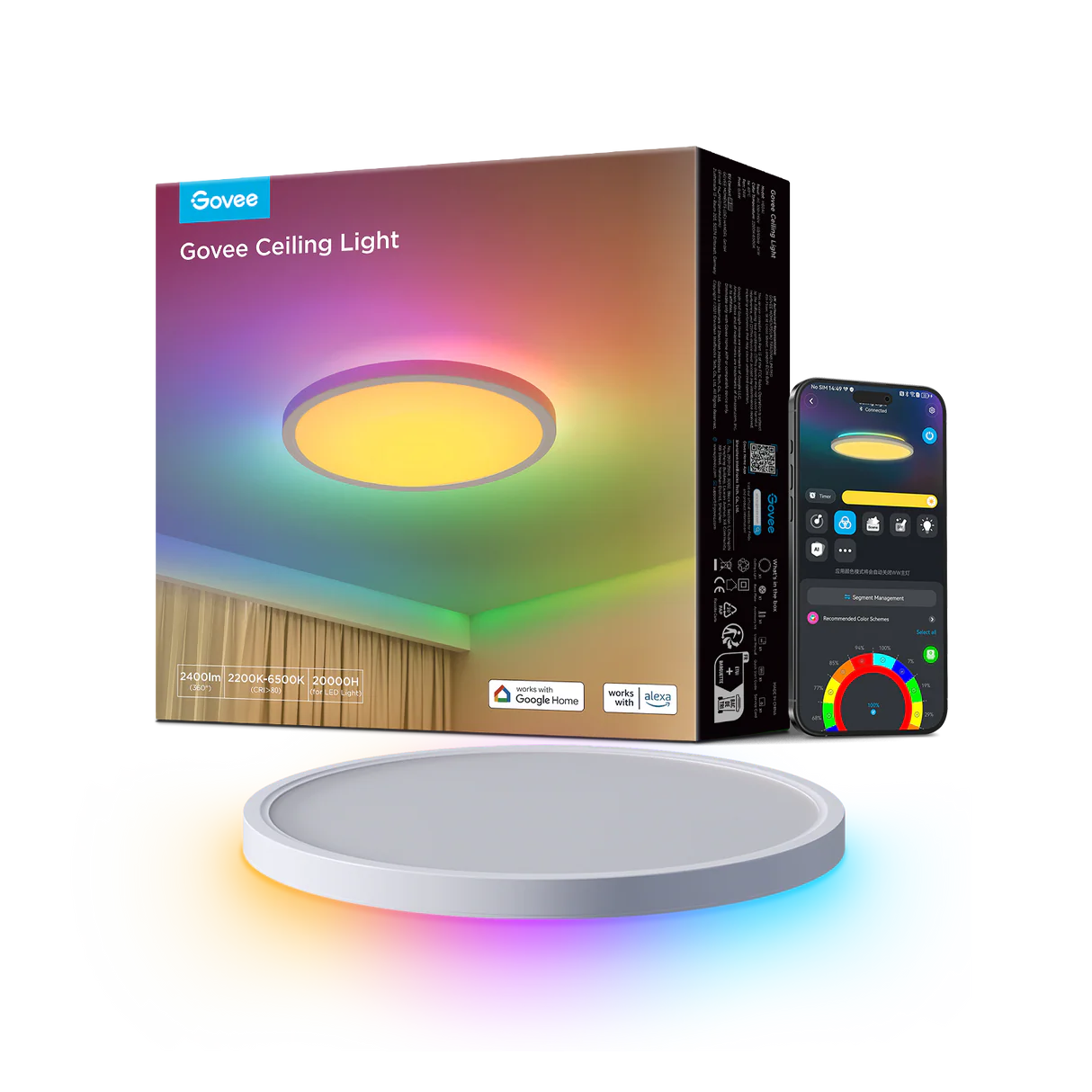 Govee 30cm RGBWW + RGBIC Smart circle Ceiling Light- H80A1