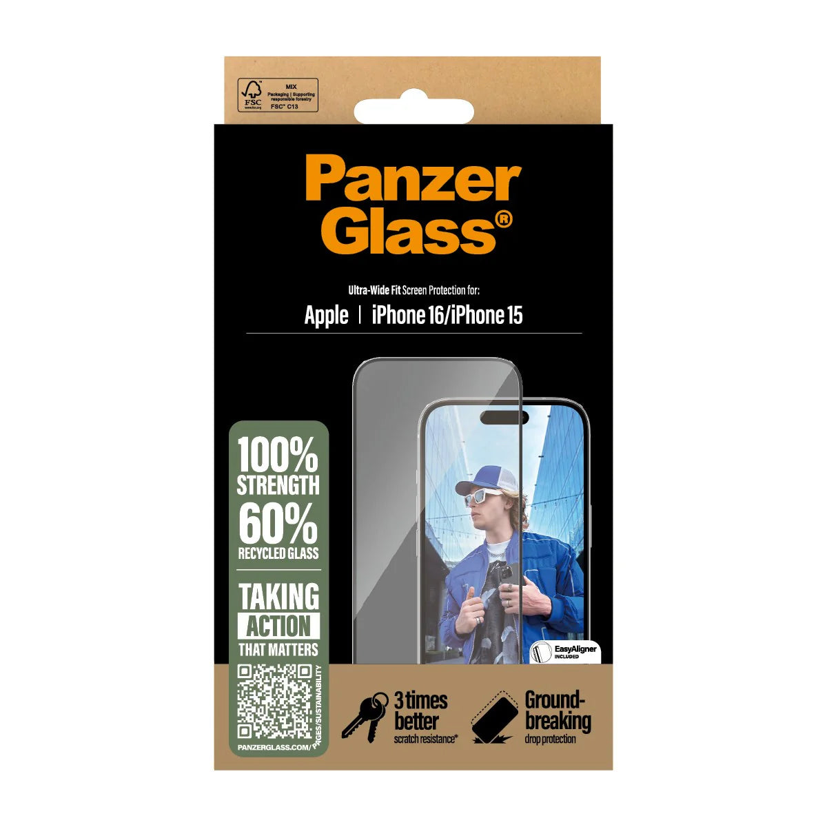 PanzerGlass® Privacy Screen Protector iPhone 16 | Ultra-Wide Fit