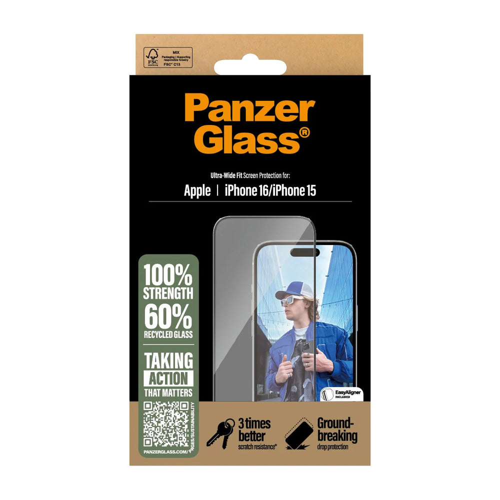 PanzerGlass® Privacy Screen Protector iPhone 16 | Ultra-Wide Fit