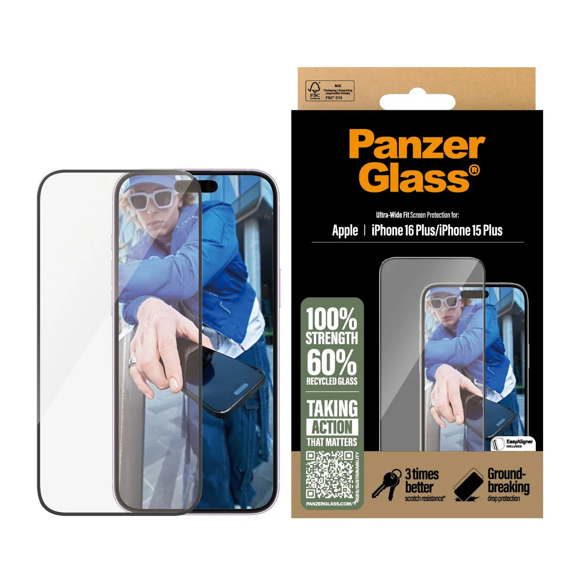 PanzerGlass® Screen Protector Clear iPhone 16 Plus | Classic Fit