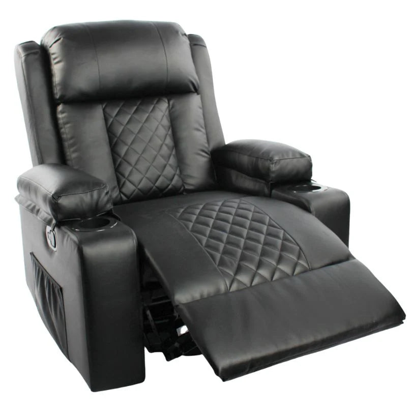 Black Bull Premium Sofa Swivel Rocker Recliner Size (H:107 W: 86 cm) – PU Black