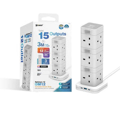 XPower Optimus 12 OM12 15-output switch power strip 12 Outlet PD3.0 Output (3M) White-4895246613314