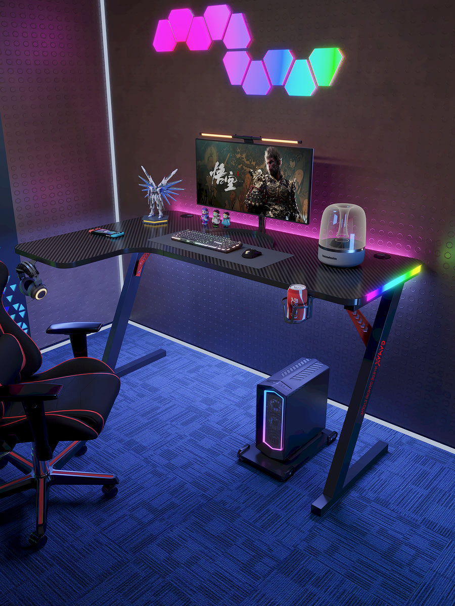 Gamax P201-LB RGB Carbon fiber Gaming Table 140*100*74 cm with Mousepad (L Shape - Left) - Black