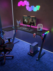 Gamax P201-LB RGB Carbon fiber Gaming Table 140*100*74 cm with Mousepad (L Shape - Left) - Black