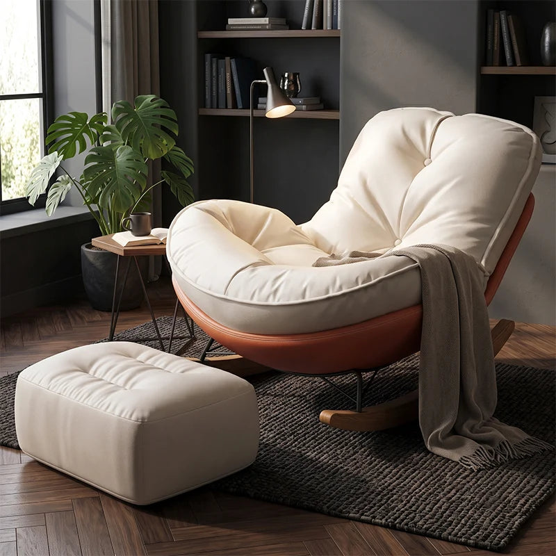 Black Bull Steel Recliner Rocking Chair with Ottoman