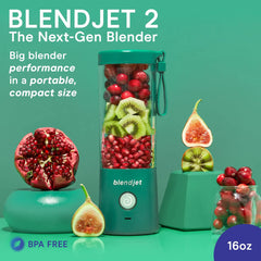 Blendjet V2 Portable Blender 16oz, Smoothie Maker, Fruit Blender, BPA-Free, 475ml, 200W, Sports Bottle, USB-C Rechargeable - Emerald