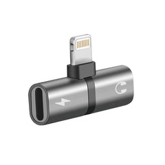 Promate - iHinge-LT,2-in-1 Audio & Charging Adaptor with Lightning Connector,Grey