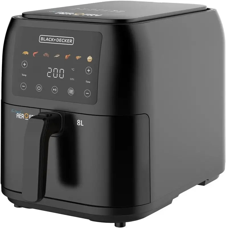 Black & Decker Slim and Sleek AirFryer -  Full Digital  8L 1700W - 7 Preset Functions - Colored menu  - SAF80-B5