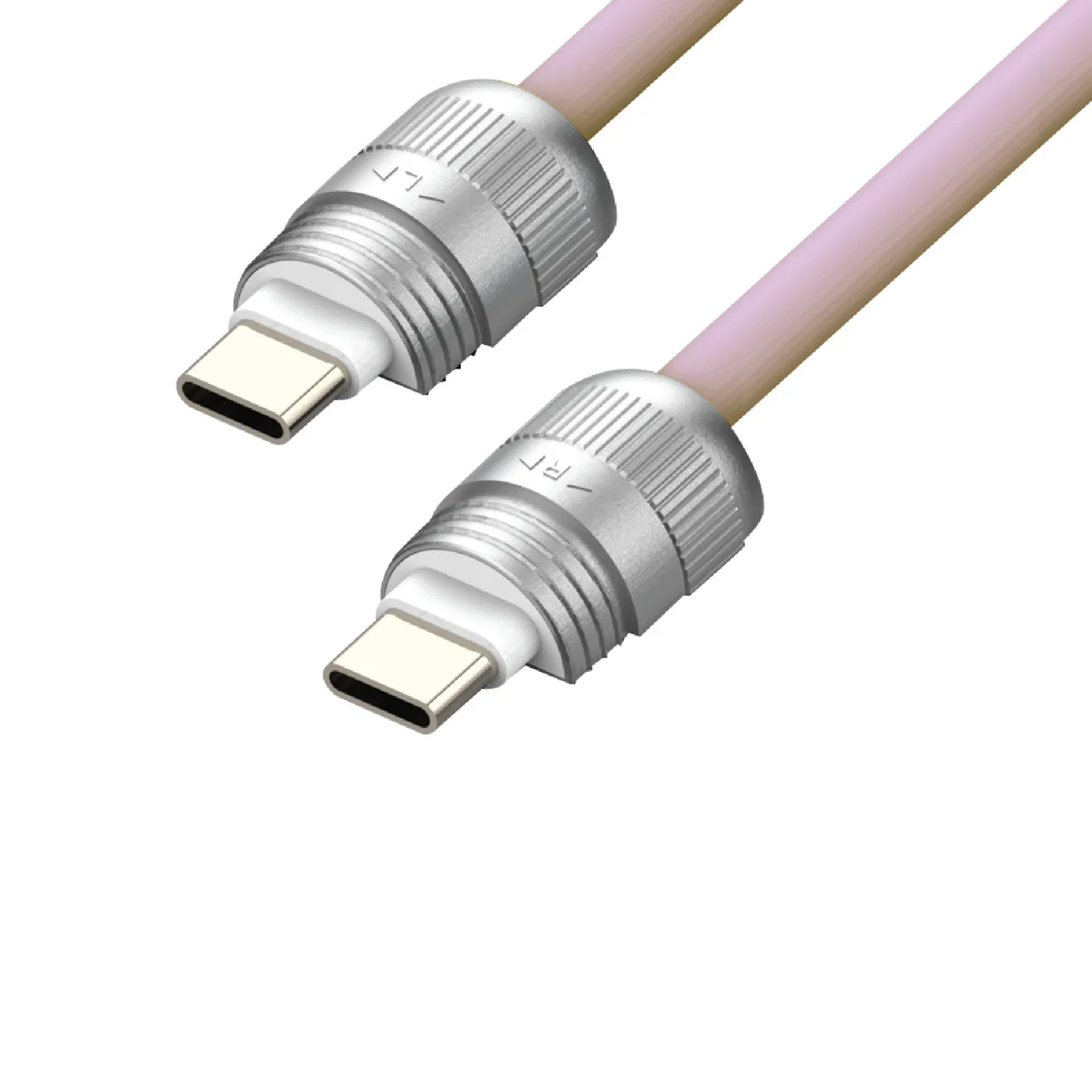 SIA  powerlinkSOFT RUBBER TYPE C - TYPE C LANYARD CABLE 60W 30CM LIGHT PINK