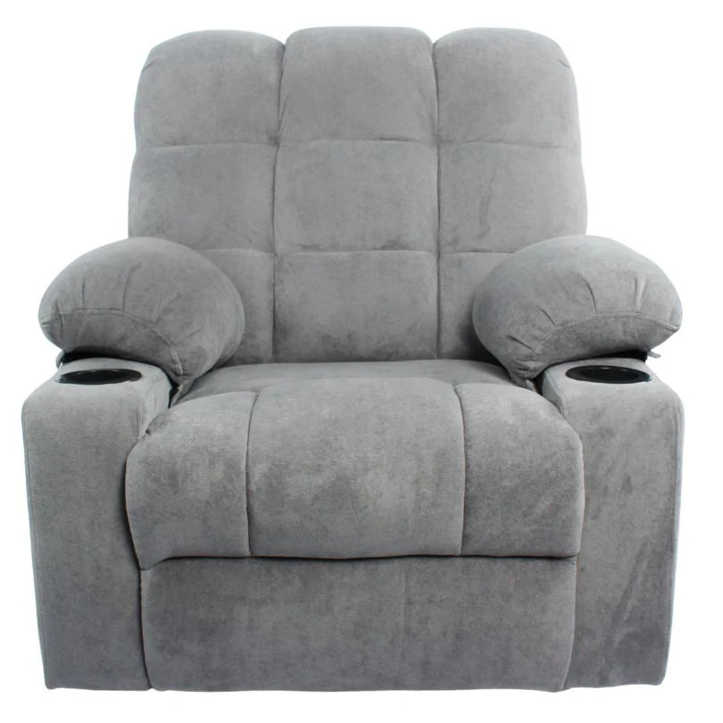 Black Bull Premium Sofa Swivel Rocker Recliner Size (H:110 W: 86 cm)- Fabric Light Grey