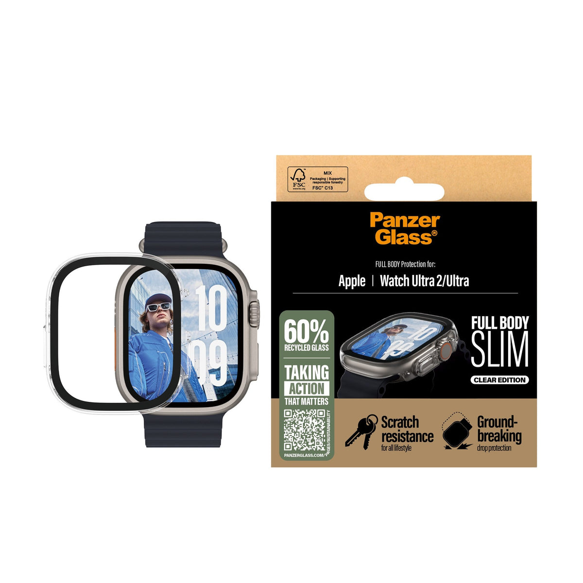 PanzerGlass® Screen Protector Snappie Full Body Slim Transparent | Apple Watch 42mm '24