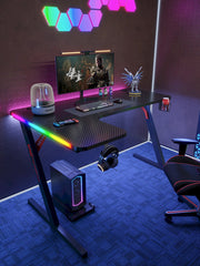 Gamax P201-LB RGB Carbon fiber Gaming Table 140*100*74 cm with Mousepad (L Shape - Left) - Black