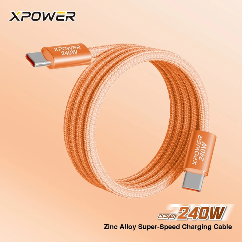 XPower CC240 240W Zinc Alloy Super-Speed Charging Cable - Orange